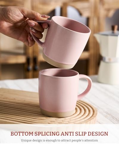 famiware Coffee Mugs Set of 4, Milkyway 13 oz Ceramic Cup Set with Handle | Stoneware Mug Set for Tea, Coffee, Latte, Cappuccino, Cocoa, Microwave and Dishwasher Safe, Light Pink - color: Milkyway-Light Pink, size: 4 Count (Pack of 1)