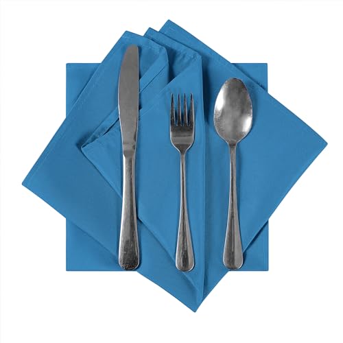 Bailarina Cloth Napkins Set of 80,17x17 inches Dinner Napkins Cloth Washable,Polyester Square Table Cloth Napkin Bulk with Hemmed Edges Ideal for Banquets, Parties and Weddings-Mediterranean Blue - color: Mediterranean Blue