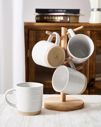 famiware Coffee Mugs Set of 4, 13 oz Mug Set, Ceramic Cup Set with Handle | Stoneware Mug for Coffee, Tea, Latte, Cappuccino, Microwave and Dishwasher Safe, Constellation Series，White - color: Constellation-White, size: 4 Count (Pack of 1)