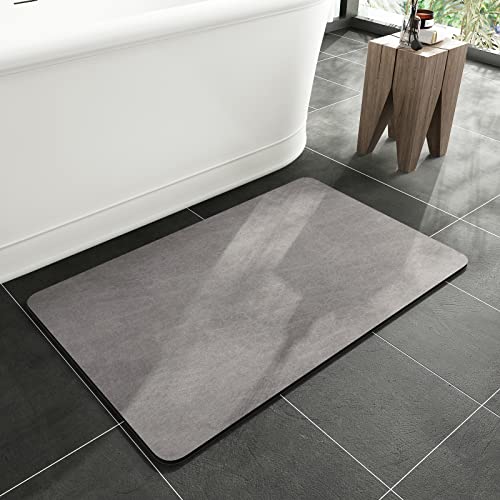 MontVoo -Bath Mat Rug-Rubber Backing Non Slip Quick Dry Absorbent Thin Bathroom Rugs Fit Under Door-Faux Suede Surface Bathroom Floor Mats-Shower Rug for in Front of Bathtub Shower Gray 17"x27.5" - color: Grey, size: 27.5" x 17"
