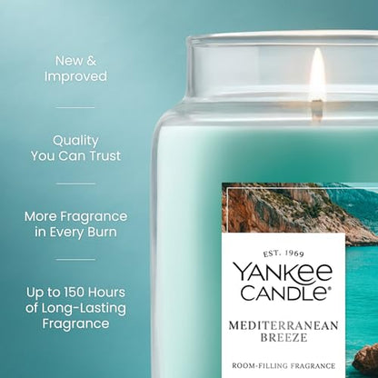 Yankee Candle Mediterranean Breeze Scented Candle, 22oz Large Jar with up to 150 Hour Burn Time, Giftable - color: Mediterranean Breeze, size: 22 oz