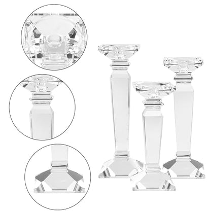Kitcom Crystal Candlestick Holders Hand Cut Crystal Taper/Pillar Candle Holders, Table Centerpieces for Party Wedding Banquet Decorations Set of 3, Comes with Gift Box(11.6''/10.4''/9.3'' Tall)