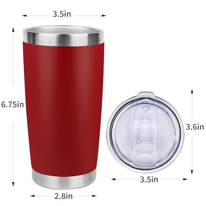 20oz Stainless Steel Tumbler Bulk with Lid, Travel Mug - Double Wall Vacuum Powder Coated Cup - Red, 6 Pack - color: Red, size: 6 Pack