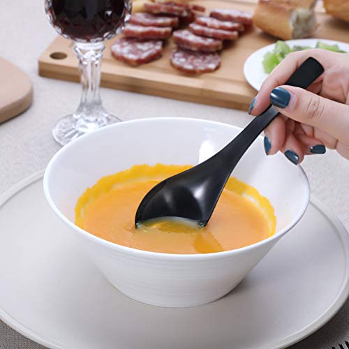HIWARE Matte Black Thick Heavy-Weight Soup Spoons, Stainless Steel Soup Spoons, Table Spoons, Set of 6 - color: Black