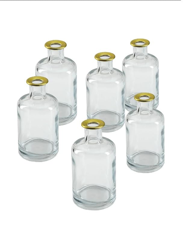 Serene Spaces Living Set of 6 Bud Vases with Gold Tip, Tealight, Pillar Holder, Decorative Vase, Ideal for Wedding, Birthday, Thanksgiving, Christmas - size: Set of 6