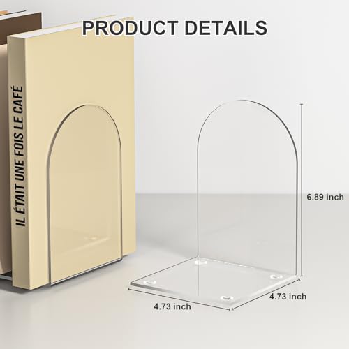 Acrylic Bookends 8 Pieces, Book Ends for Shelves, Clear Bookends for Book Shelves and Desktop Organizer, Transparent Shlef Book Stopper for Home Office Supplies - style: 8 Pieces Acrylic Bookends