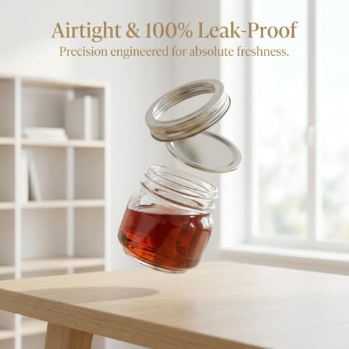 8 oz Mason Jars with Airtight Silver Lids - 4 Pack Small Glass Jars - Thickened Wide Mouth Canning Jars for Spell Jars, Candle Making, Premium Spices & Bathroom Vanity Decor