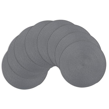 Winknowl Round Braided Placemats Set of 8 Washable Woven Heat Resistant Table Mats for Kitchen Dining Tables 15 inch Round Place Mats (Dark Gray,8pcs) - color: Dark Gray, size: 8pcs