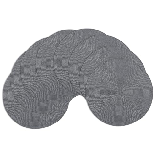 Winknowl Round Braided Placemats Set of 8 Washable Woven Heat Resistant Table Mats for Kitchen Dining Tables 15 inch Round Place Mats (Dark Gray,8pcs) - color: Dark Gray, size: 8pcs