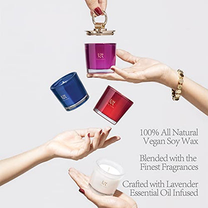 Luxury Scented Soy Candles Gift Set | 4 Natural Lavender Candles for Women's Stress Relief