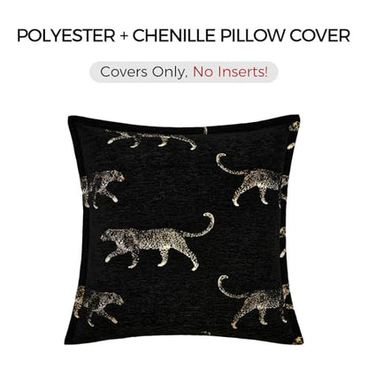 Throw Pillow Cover 20x20, Double Sided Cheetah Chenille Jacquard Embroidered Pillow Covers, Luxury Modern Style Accent Pillowcase for Bed Couch Sofa Living Room Bedroom - color: Black Leopard 1, size: 20" x 20" (Pack of 1)