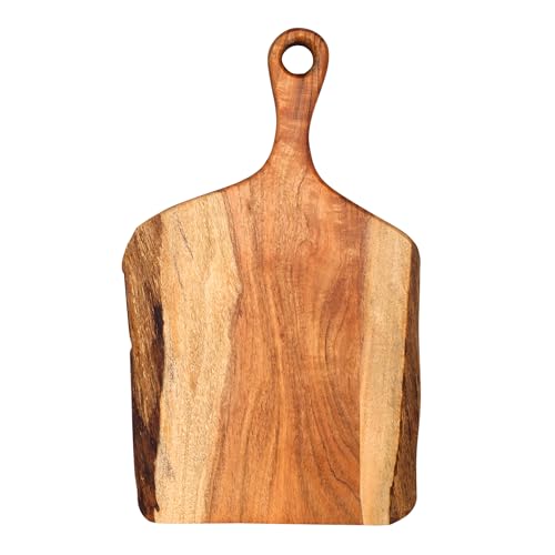 GoCraft Acacia Wood Live Edge Cutting Board – 16 x 10 Inch – Rustic Handcrafted Charcuterie Board with Handle, Wooden Cheese Tray, Serving Platter, Chopping Block for Kitchen & Farmhouse Décor - size: 16.3"L x 10"W