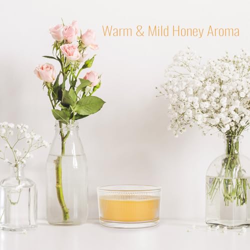 3-Pack 3-Wick Pure Beeswax Glass Jar Candle, Unscented, Natural Home Decor | Approx. 14H Burn, Cotton Wick, Lead-Free, Smokeless & Clean, Non-Toxic, Air Purifying, SPA & Gift Ready