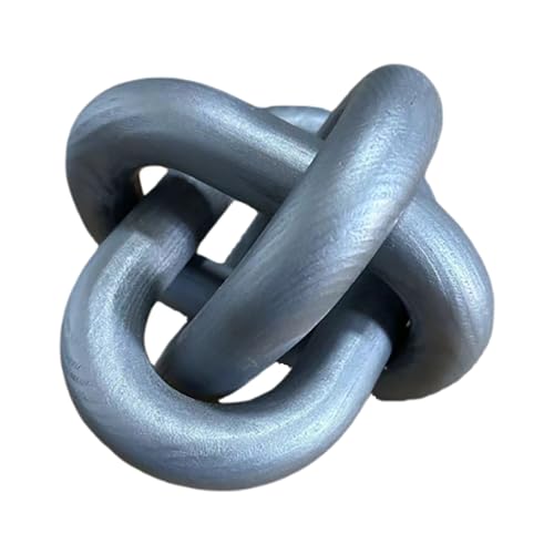 UDAGUU Wood Knot Decor -Coffee Table Decor,Silver Decor Shelf Decor | Entry Table Accessorie Boho Rustic Modern Shabby Chic Style Decor 3 Link Wooden Knot Chain Link Decor Hand Carved Home - color: Silver