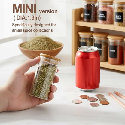 ComSaf Glass Spice Jars 4oz 16 Pack, Small Seasoning Containers with labels | Round Spice Jars with 54 Labels, Kitchen, Spice Rack Organization, Loose Tea, Herbs, Powders, Salt,Chili, Dry Goods, BPA Free