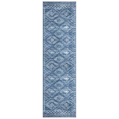KILOCOCO Washable Runner Rug 2x7 ft Hallway Runners, Stonewashed Blue | Low-Pile Entryway Runners, Rubber Backed Runner Rug, Printed Kitchen Runner Rug, Soft Geometric Rugs for Hall Living Room - color: Stonewashed Blue, size: 2' x 7' (Runner)