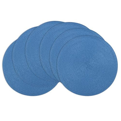 Winknowl Round Braided Placemats Set of 6 Washable Woven Heat Resistant Table Mats for Kitchen Dining Tables 15 inch Round Place Mats (Blue,6pcs) - color: Blue, size: 6pcs