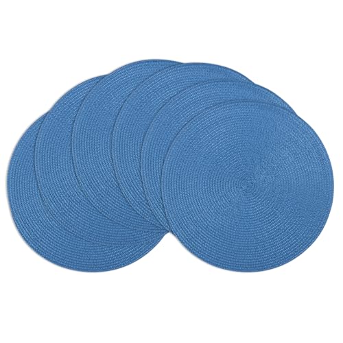 Winknowl Round Braided Placemats Set of 6 Washable Woven Heat Resistant Table Mats for Kitchen Dining Tables 15 inch Round Place Mats (Blue,6pcs) - color: Blue, size: 6pcs