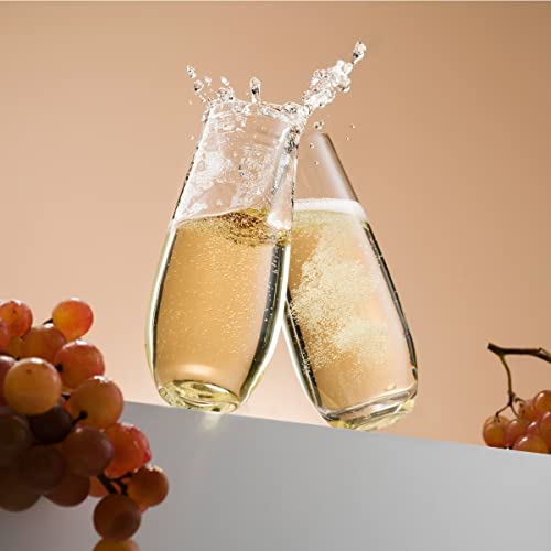 Godinger Champagne Glasses, European Made Champagne Glass, Stemless Champagne Flutes - Set of 4 (Pack of 2) - size: 7.8 Ounces (Pack of 2)