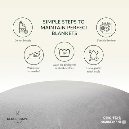 CSL Cotton Blanket Throw, Soft Summer Blanket for Couch,50x70,Charcoal Grey - color: 07. Charcoal Grey, size: Throw (50" x 70")