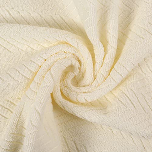 YiLUOMO Beige Hand Towel Set of 2 100% Cotton Ultra Soft Highly Absorbent Terry Striped Hand Towel for Bathroom (13" X 29") - color: Beige