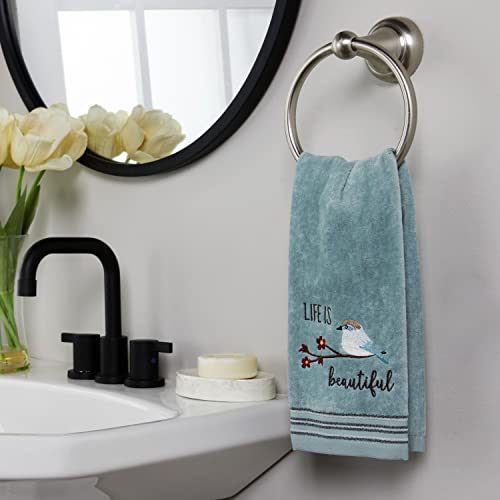 SKL Home by Saturday Knight Ltd. Life Is Beautiful 2 Pc Hand Towel Set, Aqua - color: Life is Beautiful