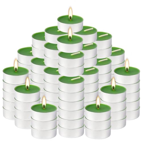 100 Pack Scented Tealight Candles 4 Hours, Spring Aromatherapy Candles for Votive Home, Wedding Holiday and Emergency (Dark Green) - color: Green, size: 100 Pack
