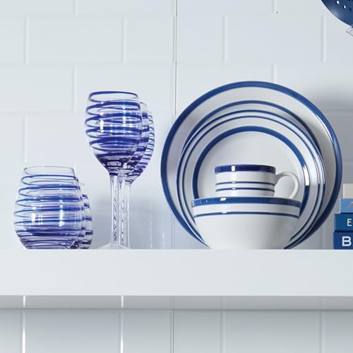Kate Spade New York Charlotte Street 2Pc Stemless Wine Glass, 2 Count (Pack of 1), Blue - size: 16 Ounces, style: Stemless Wine Glasses