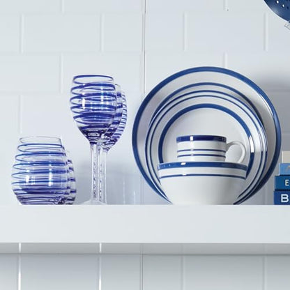 Kate Spade New York Charlotte Street 2Pc Stemless Wine Glass, 2 Count (Pack of 1), Blue - size: 16 Ounces, style: Stemless Wine Glasses