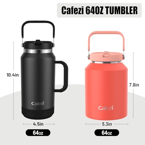 64 oz Insulated Water Bottle with Flip Straw, Vacuum Insulated | Stainless Steel Half Gallon Jug with Top Handle, Leak-Proof Lid, Sweat-Free, Wide Mouth, Keeps Ice Cold up to 34 Hours - color: Charcoal Gray, size: 64 Ounces