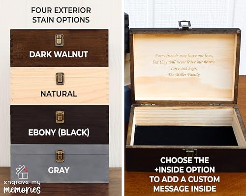 Personalized Pet Memory Keepsake Box Custom Engraved Wooden Memorial Urn Box with Lid - Pet Loss Gift for Dogs or Cats Remembrance Storage Boxes for Ashes, Photos Forever Friend Always In Your Heart - style: 5. Pet Memorial