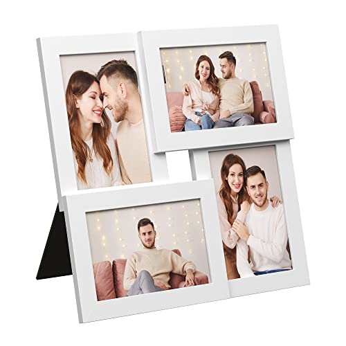 SONGMICS Picture Frames Collage Wall Decor, No Assembly Required | 4 Frames for 4 x 6 Photos, MDF Frame with Glass Front, 11.8 x 11.8 x 0.9 in, Matte White, KAVI Collection URPF25WT - color: Cloud White, size: 4 Pack