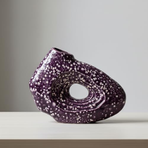 Sunddo Purple Ceramic Vase, 7 Inch | Small Modern Flower Vase, Home Decor, Living Room, Bedroom, Office, Centerpiece Table, Bookshelf - color: Purple, size: 7 inch