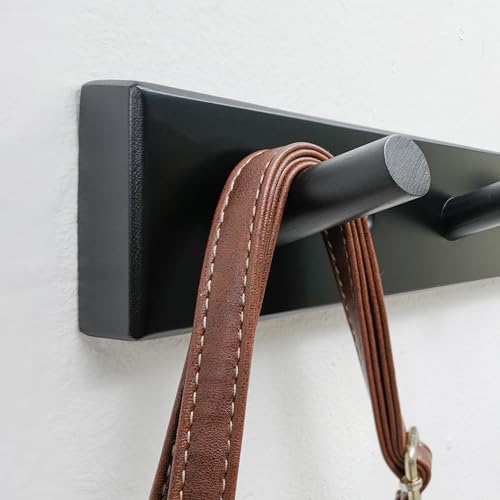 WEBI Coat Rack Wall Mounted,10 Hooks,38" Long Coat Hanger Wall Mount,Bamboo Peg Rail Hat Rack for Wall,Caps,Jacket,Clothes,Black - color: Black, size: 38 inch