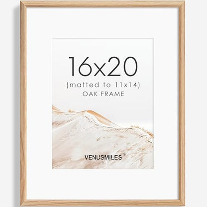 16x20 Picture Frame Natural Solid Oak Photo Frames with 11x14 Removable Mat Wall Hanging Large Handcrafted Frame with HD Plexiglass Wall and Tabletop Display Large Poster Frame - color: Oak, size: 16X20,1P