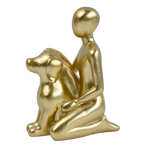 Dog Sculpture Home Decor - Cute Man and Dog Statue Decoration Modern Home Decoration Figurine for Living Room Office Shelf Desk Coffee Table Decor-Gold-Sitting Posture - color: Gold, size: 3.93*2.55*5.23 in