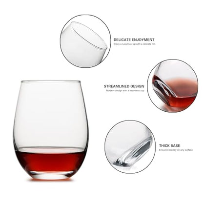 Stemless Wine Glasses Set of 4, 18 Ounces Red & White Wine Glasses for Party, Lead-free, Ideal Wine Accessories Gift (Clear)