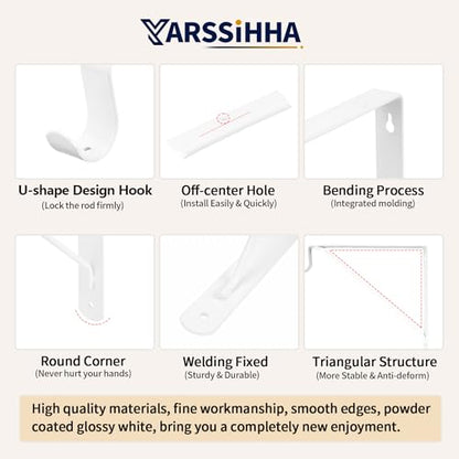 Yarssihha 4 Pack Closet Rod Bracket, 12 x 10.4 Inch Wall Mounted Closet Shelf Bracket, White Closet Rod Support Bracket with Screws - style: White-4 pack