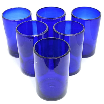 Solid Cobalt Blue 14 oz Drinking Glasses (set of 6), Recycled Glass, Lead-free, Toxin-Free (14oz Drinking) - color: Cobalt Blue, size: 14 oz