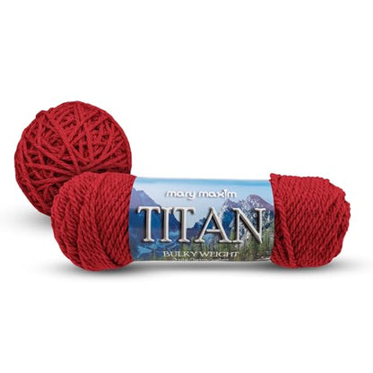 Mary Maxim Titan Bulky Yarn, Weight 5 Acrylic, Chunky Yarn for Crocheting and Knitting, Ideal for Thick, Soft Blankets, Throws, and Graph Style Sweaters, 80 Yards - Cardinal - 1 Skein - color: Cardinal