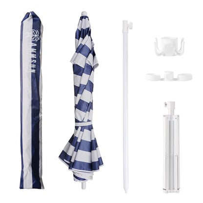 AMMSUN Shade Umbrella, Premium Portable Umbrella with Stand, 6.5ft Lightweight Free Standing Canopy for Sporting Games, Adjustable Instant Sun Protection and Easy to Carry, Stripe Blue - color: Stripe Blue