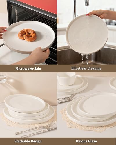 Dinnerware sets plates and bowls sets modern plates,Ceramic Dinnerware Sets,12 Pieces Porcelain Lightweight Plates,Scratch Resistant Dish Set (style - 10, 4 - Set (12pcs)) - color: style - 10