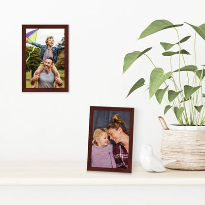 Americanflat 4x6 Picture Frame with Shatter-Resistant Glass - Streamline Collection - Thin Border Photo Frame for Tabletop and Wall Display - Hanging Hardware and Easel Stand Included - Mahogany | Shatter-resistant glass, wall or tabletop display with inc