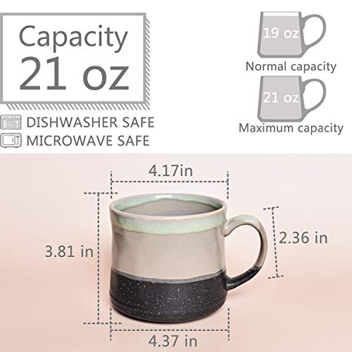 Bosmarlin Large Ceramic Coffee Mug, Big Tea Cup, 7 Colors to Choose, 21 Oz, Dishwasher and Microwave Safe, 1 PCS… (Grey) - color: Gray