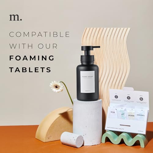 MaisoNovo Glass Foaming Soap Dispenser 14 Oz | Glass Bottles Pumps x 2 Black - color: Black Bottles/Black Plastic Pumps/No Tray