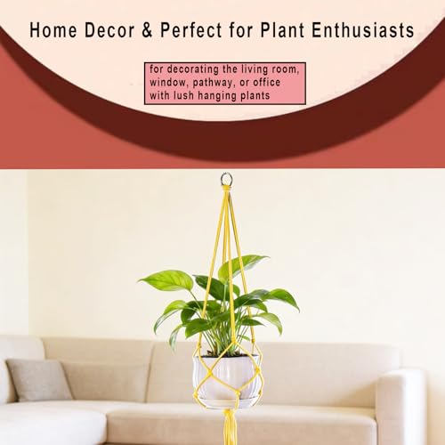 Markeny Macrame Plant Hanger, 4 Pieces Colourful Large Macrame Rope Hangers for Garden Patio Home Decor