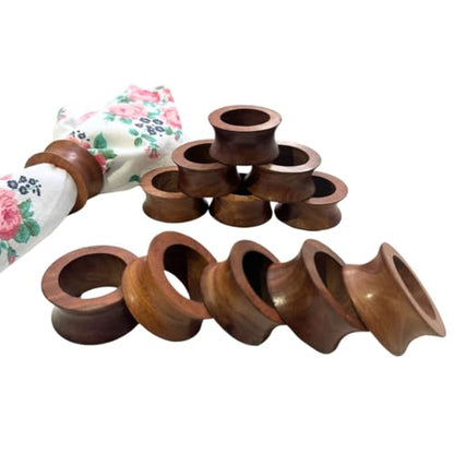Napkin Holder Set of 12 Handmade Acacia Wood Dining Table Napkin Ring Classic Everyday Thanksgiving Holiday Christmas Festive Party Gift Farmhouse Décor - size: Concave - Set of 12