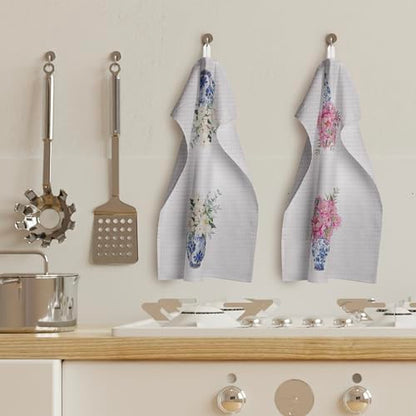 Chinoiserie Kitchen Towels Set - Floral Blue and White Chinoiserie Dish Towel, Floral Blue and White Hand Tea Towels for Bathroom Kitchen, 16x24 Inch Set of 2 - color: Chinoiserie-7