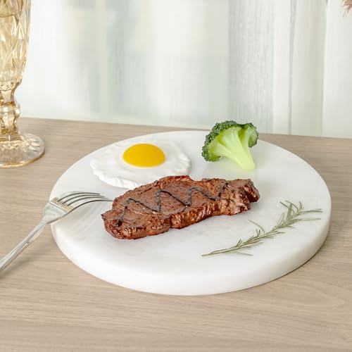 BCS Natural Round Marble Charcuterie and Cutting Boards for Kitchen, 10" Marble Cheese Pastry Board Stone Slab for baking, Pastries, Bread, Chocolate, Candy (Namib Fantasy)