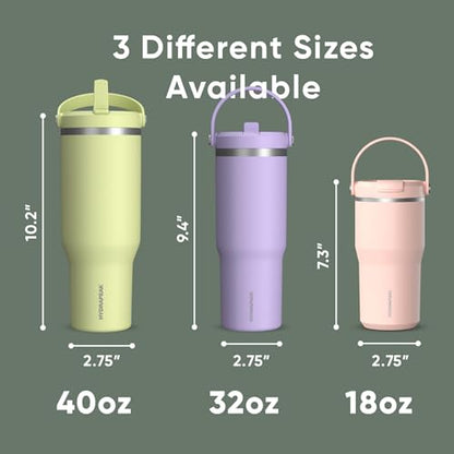 Hydrapeak Nomad 32oz Stainless Steel Insulated Travel Tumbler with Handle & Straw Lid, Leakproof, Cupholder Friendly, Back to School, College Dorm, Gym & Everyday Hydration, Cold 24 Hours (Sage Leaf) - color: Sage Leaf